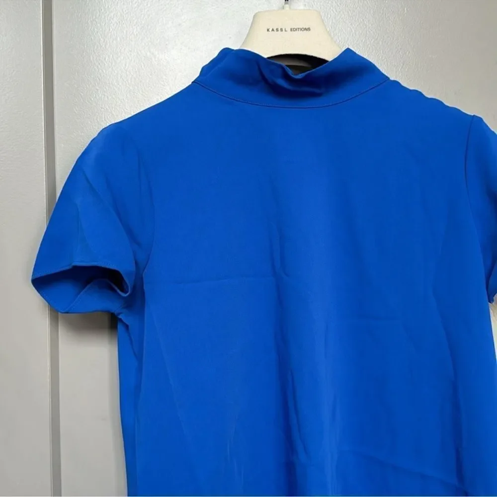 A Amanda Uprichard Blue Mock Neck Short Sleeve Mini Dress NWT